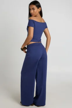 Pantalon Droit À Cordon De Serrage En Tissu Slub