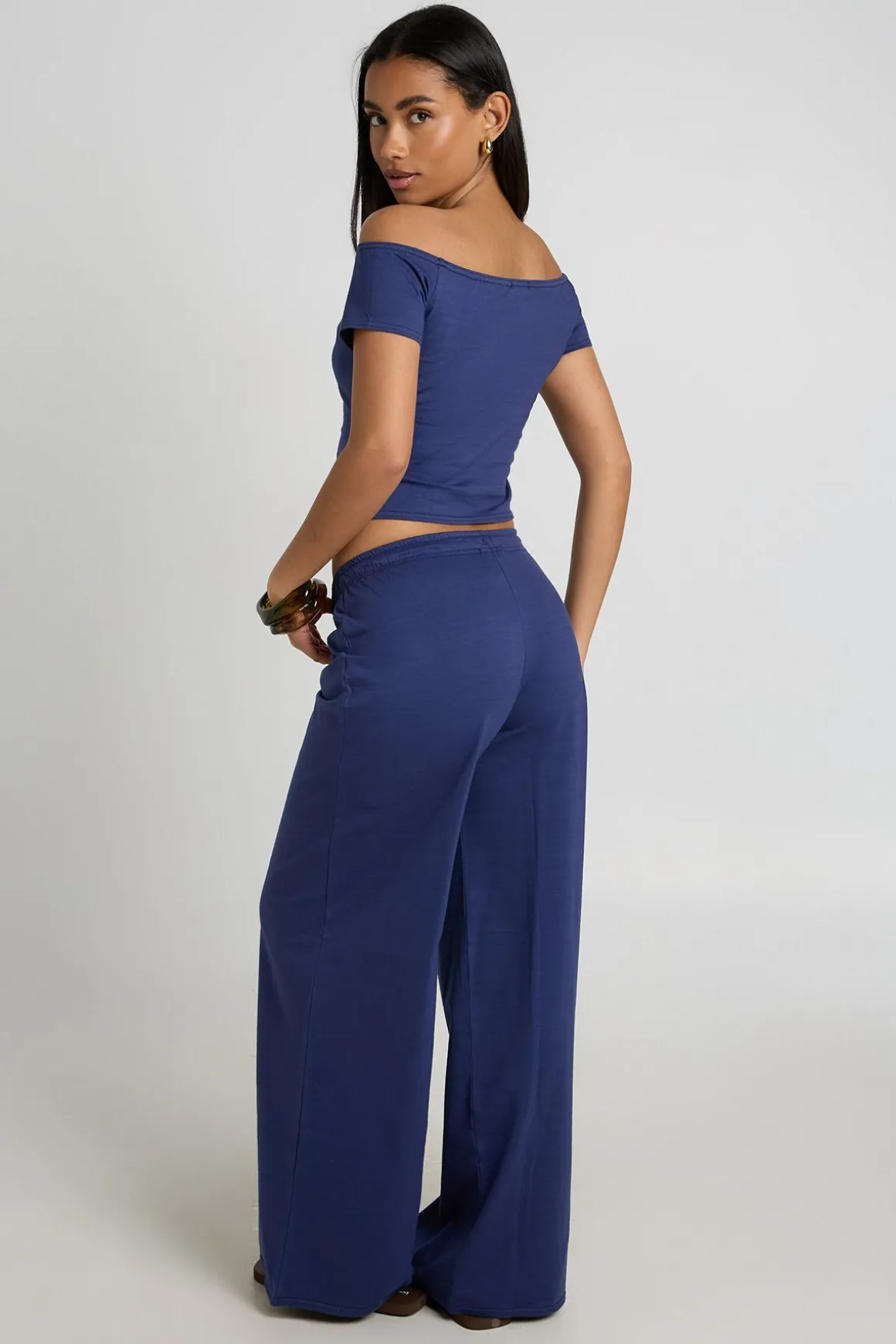 Pantalon Droit À Cordon De Serrage En Tissu Slub
