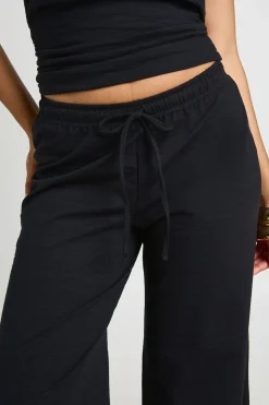 Pantalon Droit À Cordon De Serrage En Tissu Slub