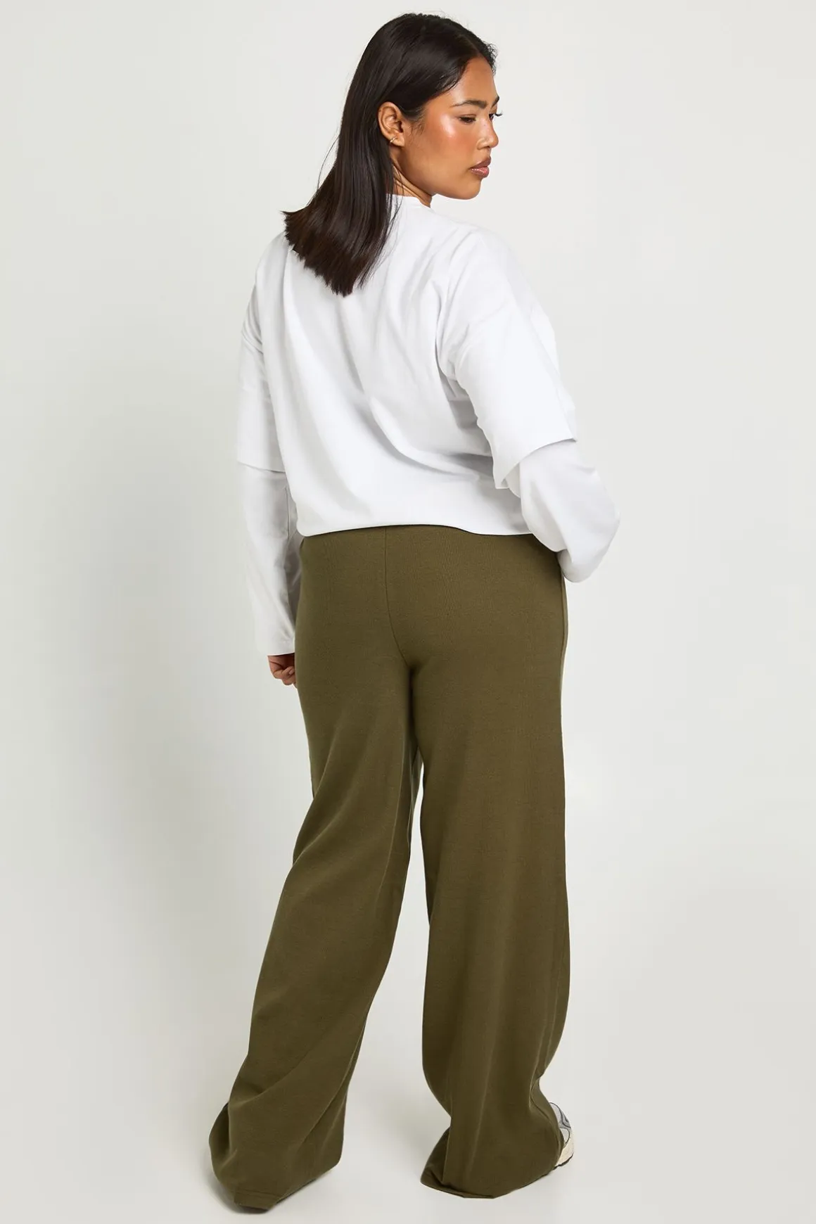 Pantalon Droit Côtelé Basique Grande Taille
