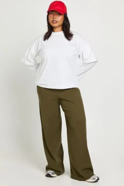 Pantalon Droit Côtelé Basique Grande Taille