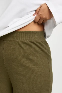 Pantalon Droit Côtelé Basique Grande Taille