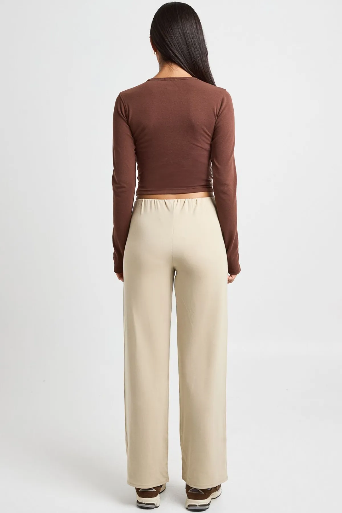 boohoo Pantalon Droit Côtelé Super Doux<Femme Pantalons|Tons Neutres