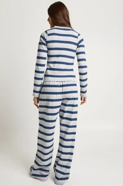 Pantalon Droit à Côtes Rayées
