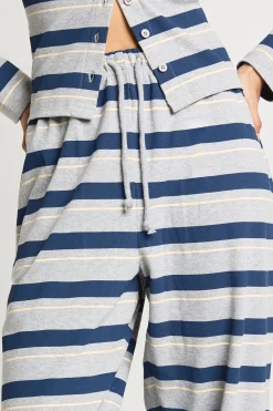 Pantalon Droit à Côtes Rayées