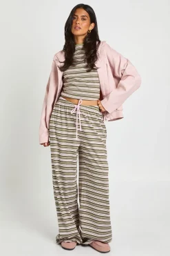 Pantalon Droit À Côtes Rayées