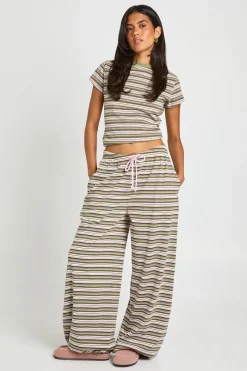Pantalon Droit À Côtes Rayées