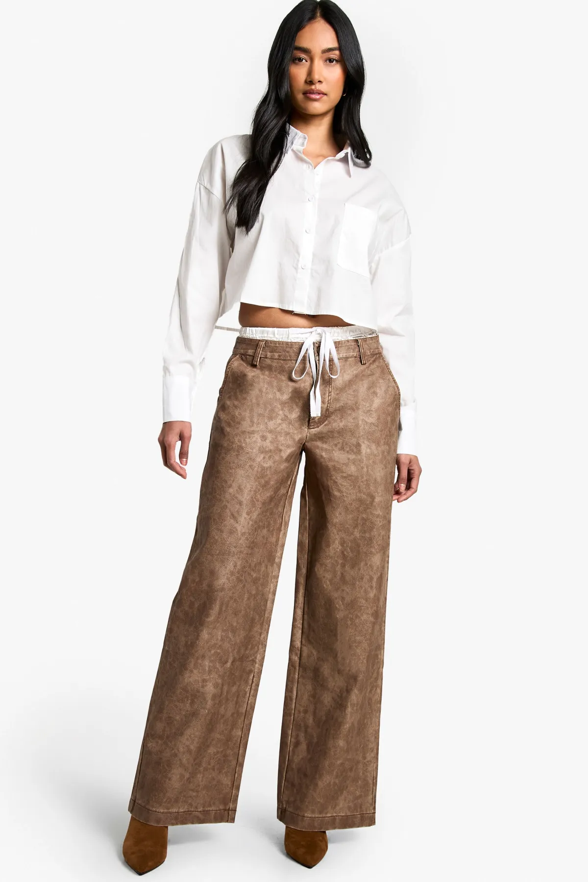 boohoo Pantalon droit délavé en synthétique<Femme Pantalons|Tailleurs