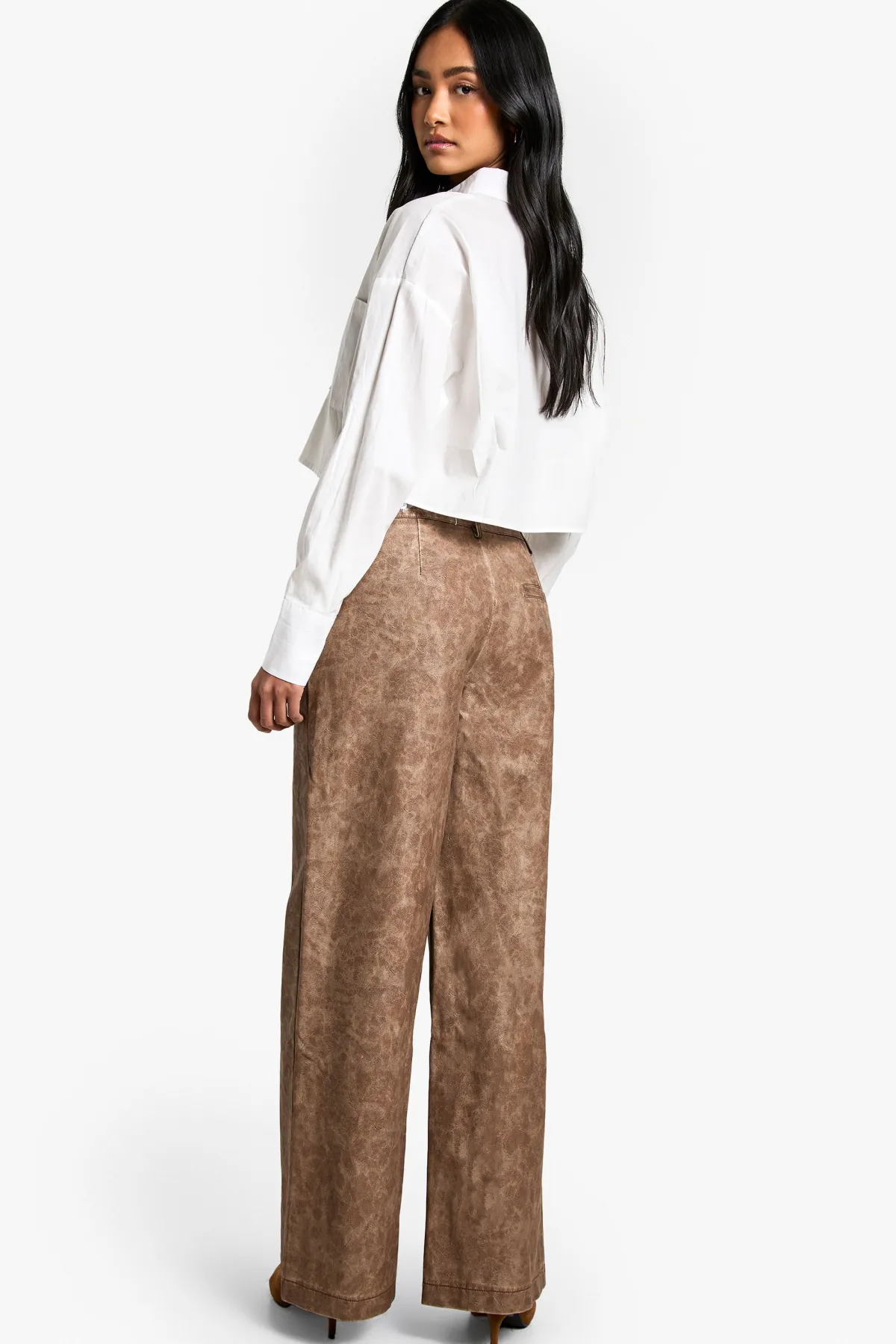 boohoo Pantalon droit délavé en synthétique<Femme Pantalons|Tailleurs