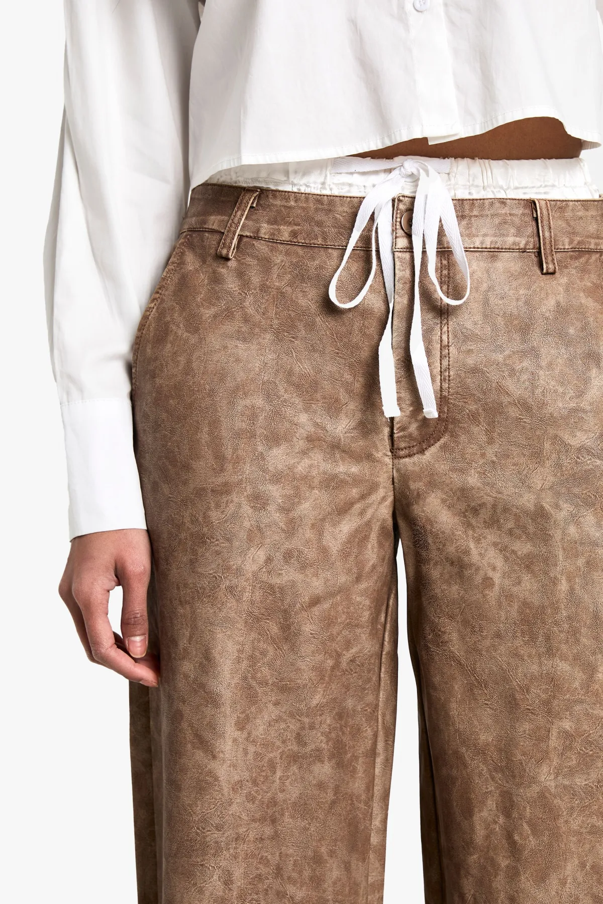 boohoo Pantalon droit délavé en synthétique<Femme Pantalons|Tailleurs