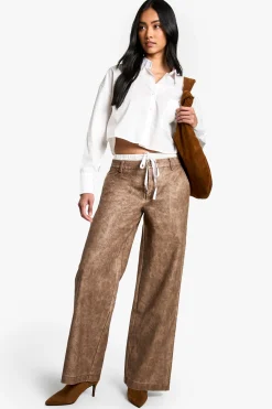 boohoo Pantalon droit délavé en synthétique<Femme Pantalons|Tailleurs