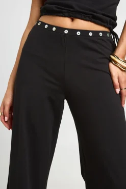 boohoo Pantalon Droit À Détail De Boutons Nacrés À La Taille<Femme Pantalons|Tailleurs