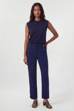 KarenMillen Pantalon Droit À Détails Boutons En Tissu Stretch Compact<Femme Pantalons|Ensembles