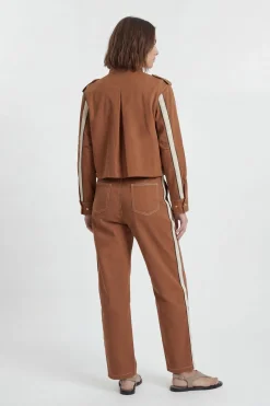 KarenMillen Pantalon Droit En Coton À Rayure Militaire Ajusté<Femme Pantalons|Ensembles