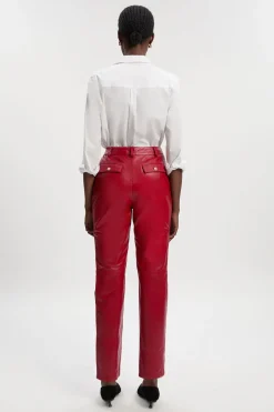 KarenMillen Pantalon Droit en Cuir<Femme Pantalons|Tailleurs