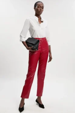 KarenMillen Pantalon Droit en Cuir<Femme Pantalons|Tailleurs