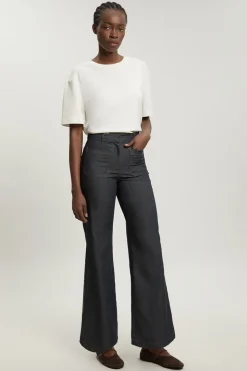 Pantalon Droit En Denim Tailleur Petite