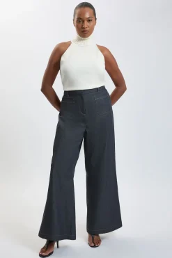 KarenMillen Pantalon Droit En Denim Tailleur Grande Taille<Femme Pantalons|Denim