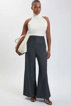 KarenMillen Pantalon Droit En Denim Tailleur Grande Taille<Femme Pantalons|Denim