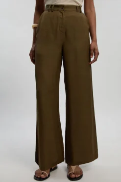 KarenMillen Pantalon Droit En Lin Viscose Tissé Premium<Femme Pantalons|Tailleurs