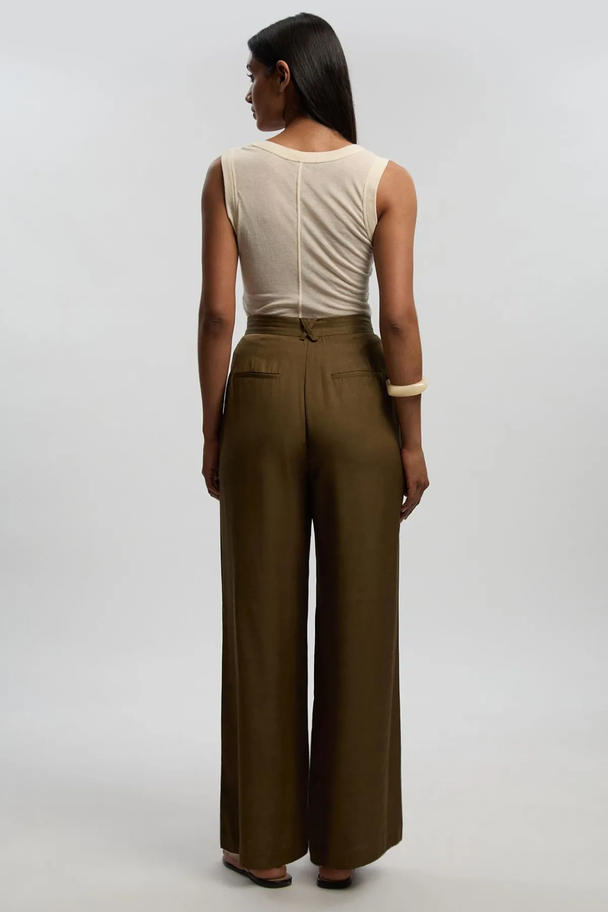 KarenMillen Pantalon Droit En Lin Viscose Tissé Premium<Femme Pantalons|Tailleurs