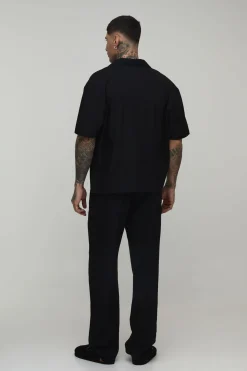 Pantalon Droit En Mélange De Lin Avec Ceinture Bicolore Haute