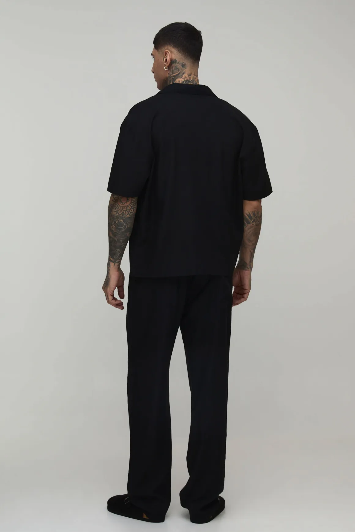 Pantalon Droit En Mélange De Lin Avec Ceinture Bicolore Haute
