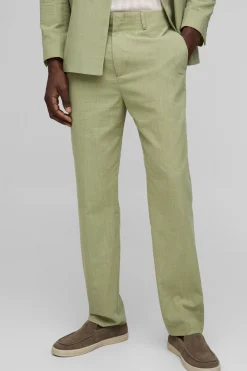 Pantalon droit en mélange de lin
