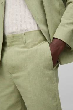 Pantalon droit en mélange de lin