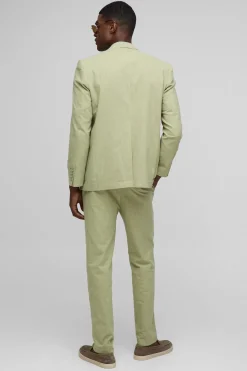 Pantalon droit en mélange de lin