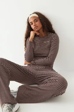 Pantalon Droit en Polaire Rayée DSGN Studio