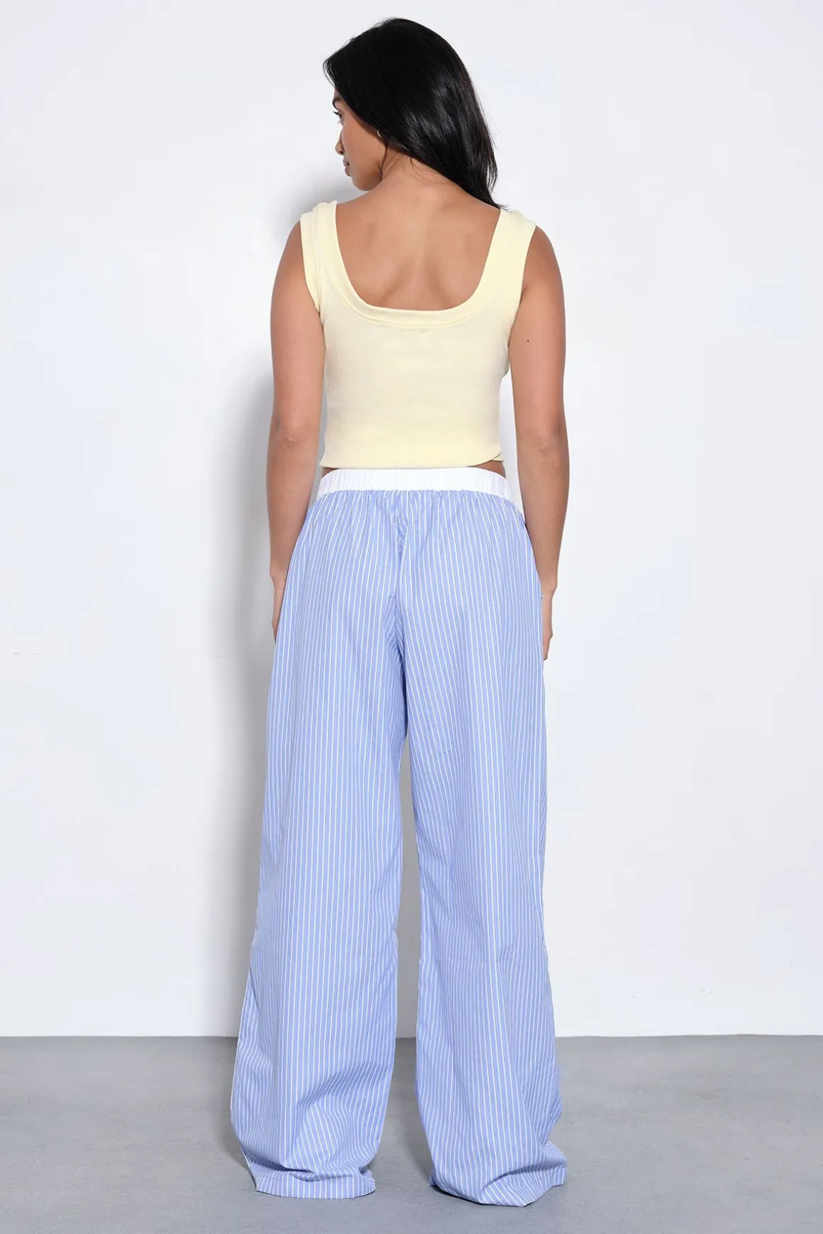 Pantalon Droit En Popeline De Coton Rayée À Boutons Henley Dsgn Studio