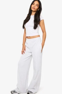Pantalon droit en rib avec détail de bouton Henley