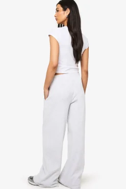 Pantalon droit en rib avec détail de bouton Henley