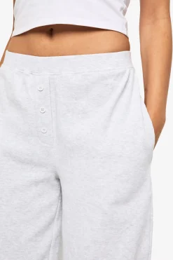 Pantalon droit en rib avec détail de bouton Henley