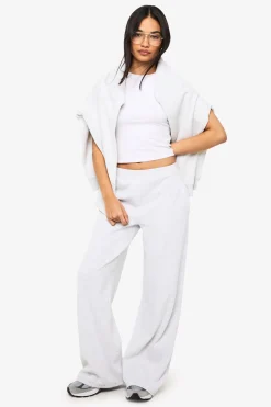 Pantalon droit en rib avec détail de bouton Henley
