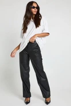 Pantalon Droit En Synthétiquecuir
