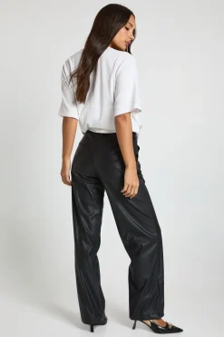Pantalon Droit En Synthétiquecuir