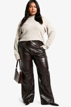 Pantalon Droit En SYNTHÉTIQUE Effet Croco Plus