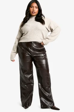Pantalon Droit En SYNTHÉTIQUE Effet Croco Plus
