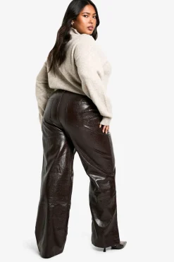 Pantalon Droit En SYNTHÉTIQUE Effet Croco Plus