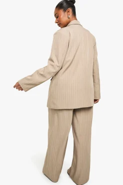 PANTALON DROIT À FINES RAYURES PLUS