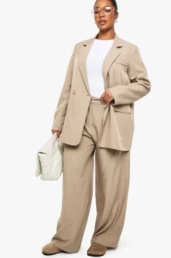 PANTALON DROIT À FINES RAYURES PLUS