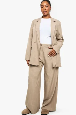 PANTALON DROIT À FINES RAYURES PLUS