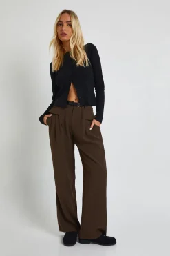 Pantalon Droit Fluide à Ceinture