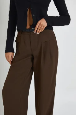 Pantalon Droit Fluide à Ceinture