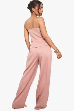 Pantalon droit à garniture dorée