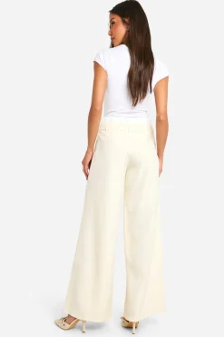 Pantalon droit habillé à taille contrastante