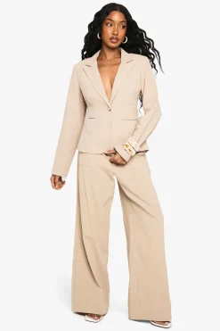 Pantalon droit à l'allure de lin, coupe tailleur