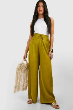 Pantalon droit maternité effet lin